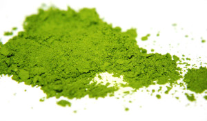 Poudre de thé vert appelée Matcha