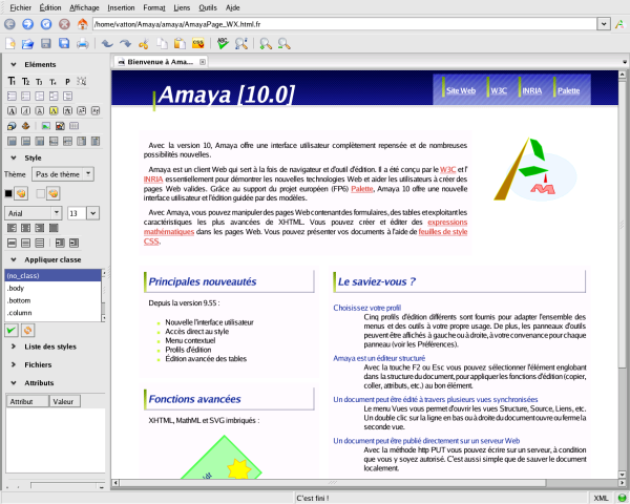 Interface avec la barre d'outil sur la gauche (http://www.w3.org/Amaya/screenshots/Overview.html)