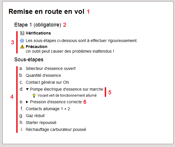 Capture d'écran de la présentation d'une étape dans la publication web