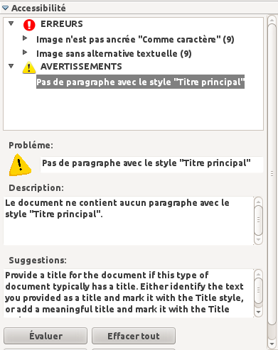 Boîte de dialogue d'AccessODF