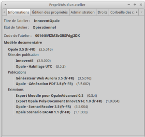 Liste des extensions, stylages et version du modèle Opale