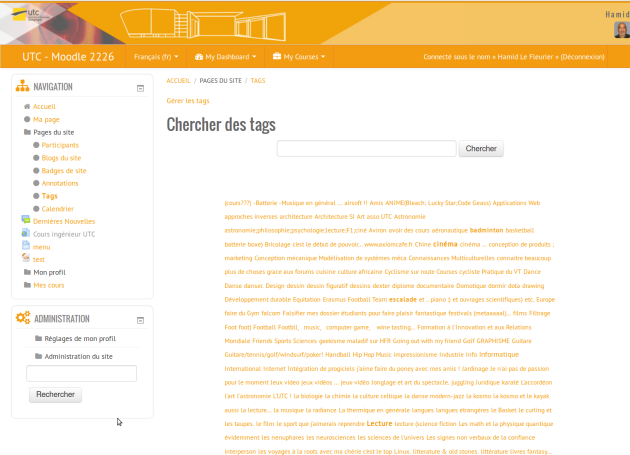 page de tags de plateforme UTC